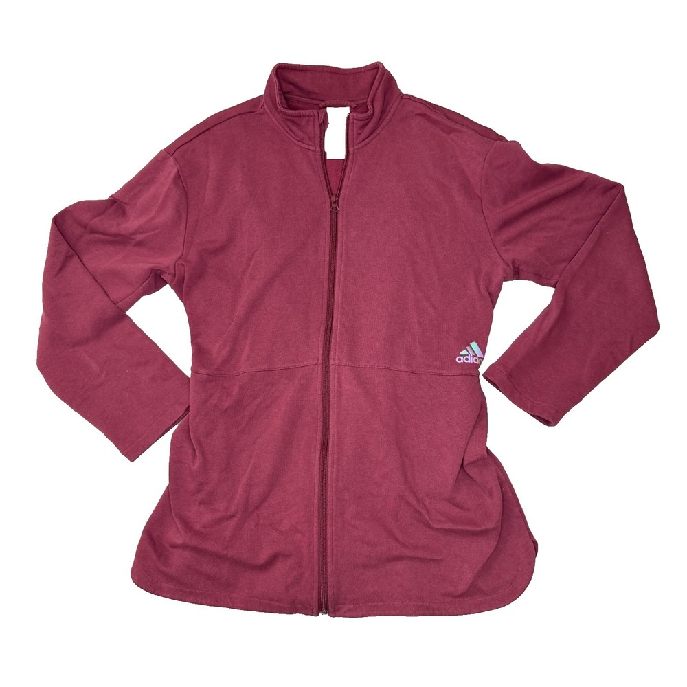 Adidas Womens Maroon Full Zip Cinch Waist Track Jacket GS3939 Burgundy XL